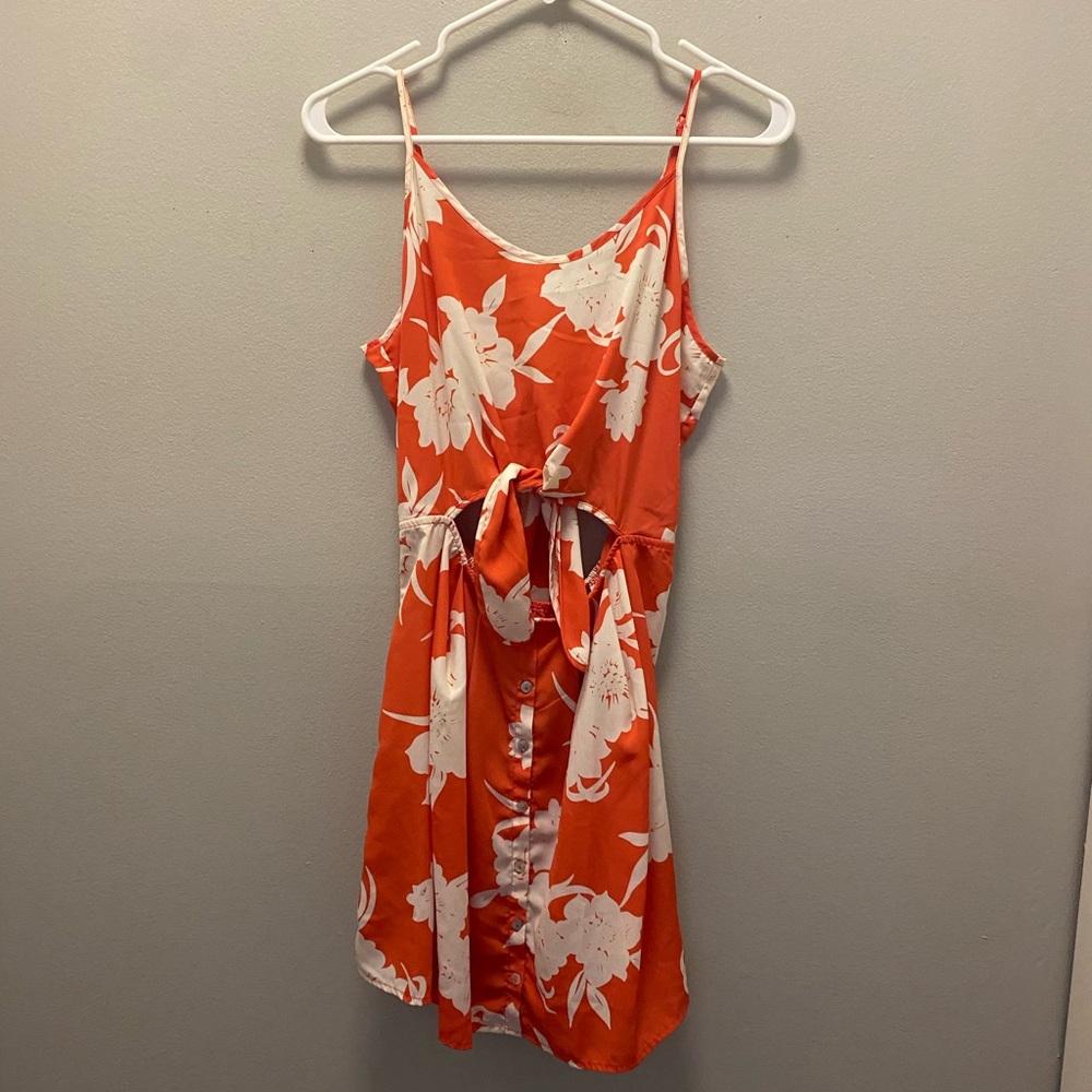 Printed cut-out tie dress